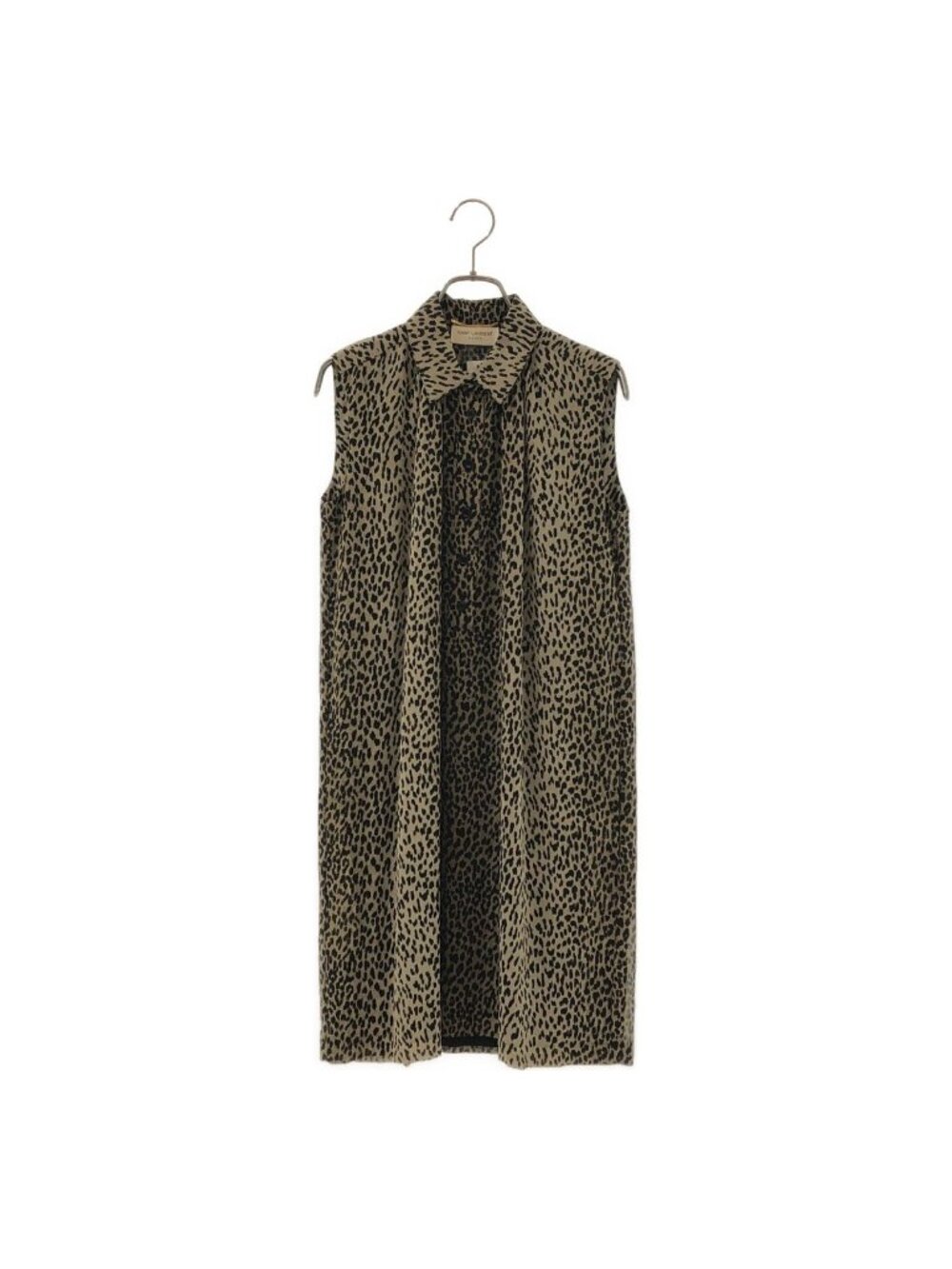 Saint Laurent Paris Leopard Print Sleeveless Dress Brown Black 36